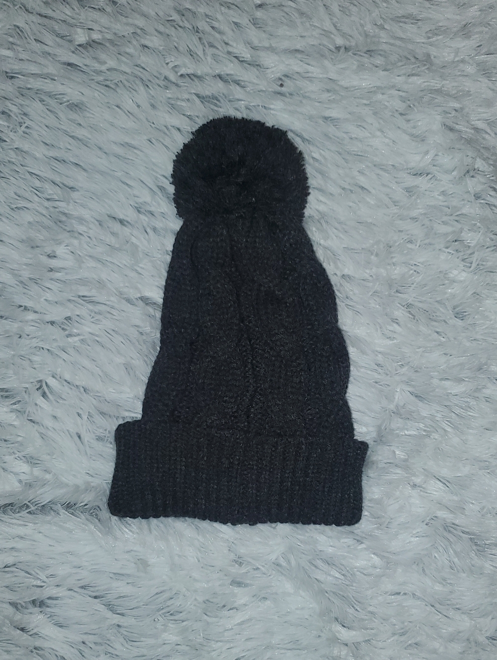 Black Pom Pom Knit Beanie - Picture 2 of 2